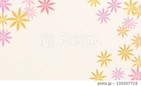 春色の和風花模様背景 可愛い和紙風フレーム素材 130307728
