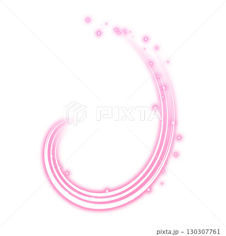 ピンクのきらめく曲線ライン 透明背景 130307761