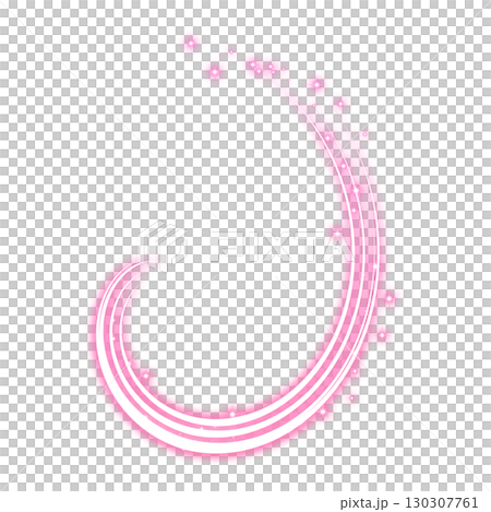 ピンクのきらめく曲線ライン 透明背景 130307761