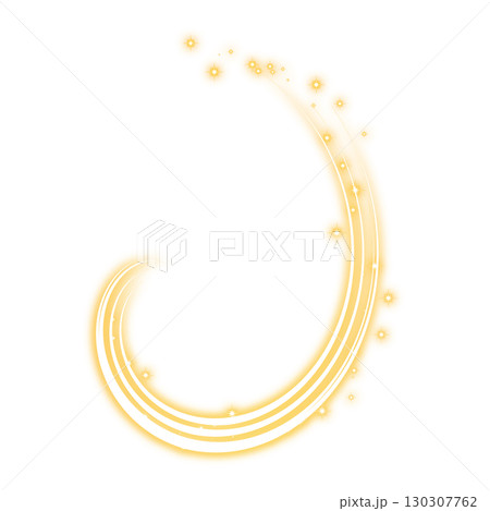 金色のきらめく曲線ライン 透明背景 130307762