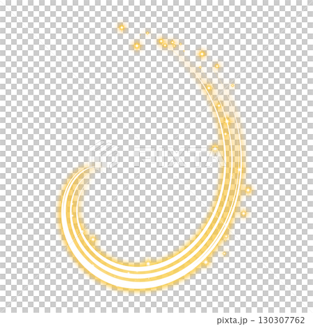 金色のきらめく曲線ライン 透明背景 130307762