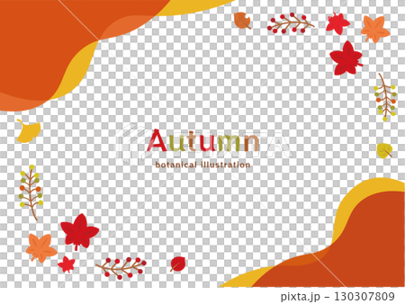 Autumn frame of autumn leaves and fallen leaves 130307809
