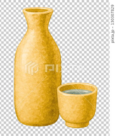 日本酒瓶和酒杯的插圖 日本酒瓶和酒杯的插圖 130307829