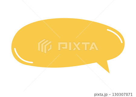 Cute yellow speech bubble template in doodle style. Dialog balloon, talk cloud, text box, quote shape, message tag, communication label isolated on white background. Vector flat illustration Cute yellow speech bubble template in doodle style. Dialog balloon, talk cloud, text box, quote shape, message tag, communication label isolated on white background. Vector flat illustration 130307871