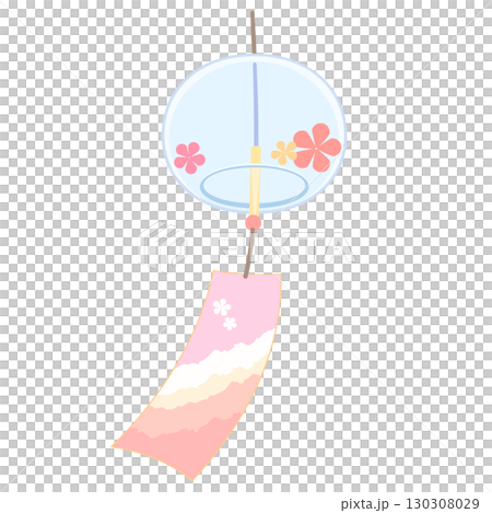 ピンクの風鈴のイラスト カラー 線無し 130308029