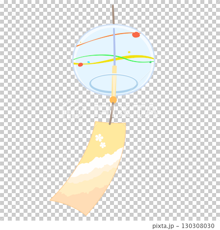 黄色の風鈴のイラスト カラー 線無し 130308030