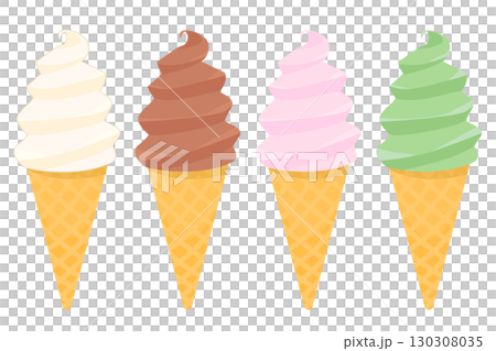 ソフトクリームのイラスト4種 カラー 線なし 130308035
