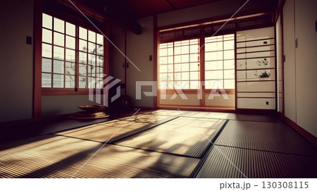 光と影が織りなす和室の静寂 130308115