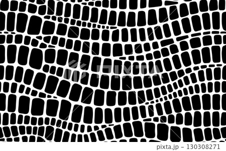 Crocodile alligator skin pattern of dinosaur or snake surface, vector background. Crocodile skin pattern of reptile snake or dragon scales texture, lizard animal abstract spots of alligator leather 130308271