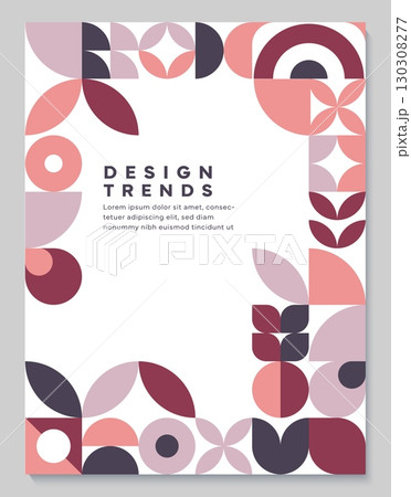 Modern abstract background with geometric pattern and frame, vector trendy design. Minimal simple shapes and geometric mosaic pattern for creative banner layout, poster and cover frame template design 130308277