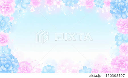 グラデーション紫陽花フレーム背景イラスト グラデーション紫陽花フレーム背景イラスト 130308507