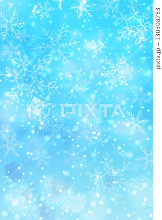 水彩画風の雪柄背景 水彩画風の雪柄背景 130308783