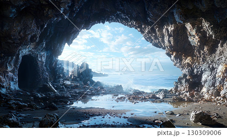 海辺にある洞窟のイメージ風景 130309006