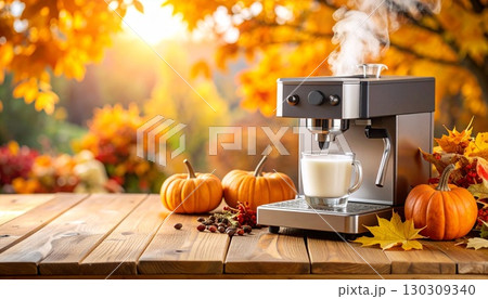 かぼちゃとコーヒーマシン・ハロウィン・秋 130309340
