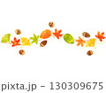 紅葉とドングリを組み合わせた秋をイメージしたイラスト　水彩風加工バージョン 130309675