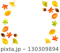 紅葉とドングリを組み合わせた秋をイメージしたイラストのカード　水彩風加工バージョン 130309894