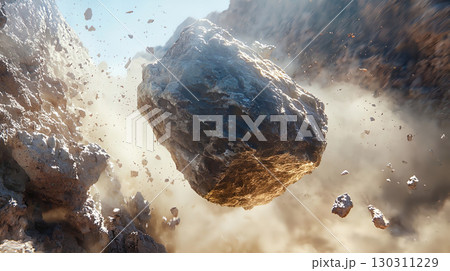 岩山の大きな落石の瞬間のイメージ 130311229