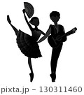 ダンサーのシルエットのイラスト_バレエ「ドン・キホーテ」キトリとバジルのイメージ 130311460