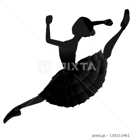 ダンサーのシルエットのイラスト_バレエ「ドン・キホーテ」キトリを踊るバレリーナのイメージ 130311461