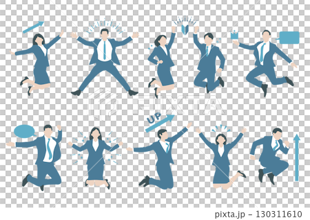 動態跳躍姿勢商務人士插畫素材 動態跳躍姿勢商務人士插畫素材 130311610