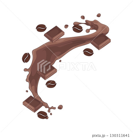 Illustration of Chocolate and coffee splash 130311641