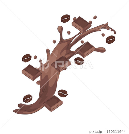 Illustration of Chocolate and coffee splash Illustration of Chocolate and coffee splash 130311644
