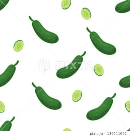 Seamless cucumber pattern on white background 130311691