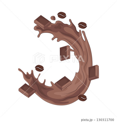 Illustration of Chocolate and coffee splash 130311700