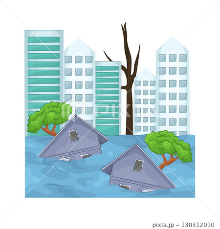 Illustration of a house submerged in floodwater 130312010