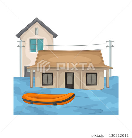 Illustration of a house submerged in floodwater 130312011