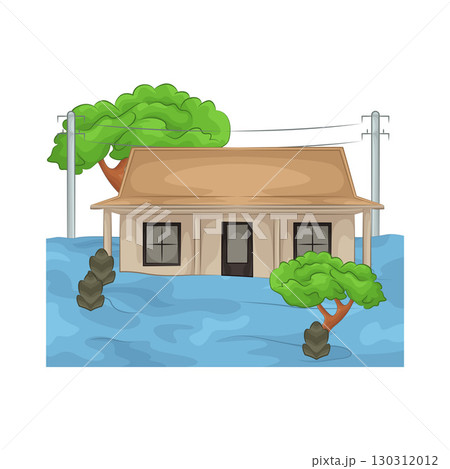 Illustration of a house submerged in floodwater 130312012