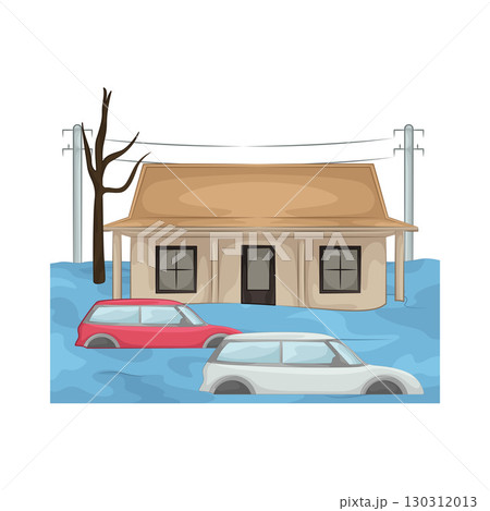 Illustration of a house submerged in floodwater 130312013