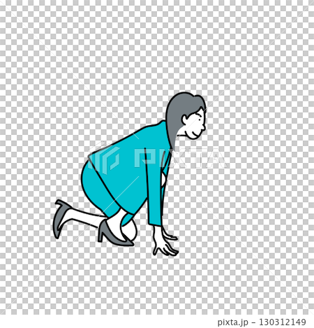 イラスト素材: スタートラインに立つ女性ビジネスパーソン イラスト素材: スタートラインに立つ女性ビジネスパーソン 130312149