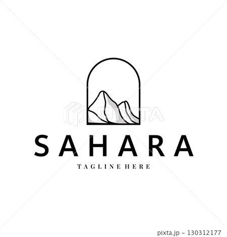 Sahara desert logo simple modern minimalist design with simple line concept, symbol template illustration design Sahara desert logo simple modern minimalist design with simple line concept, symbol template illustration design 130312177