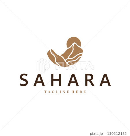 Sahara desert logo simple modern minimalist design with simple line concept, symbol template illustration design 130312183