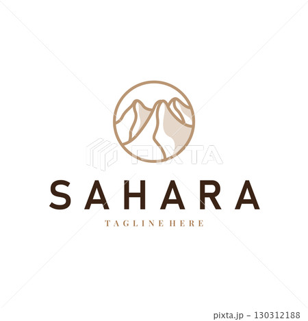 Sahara desert logo simple modern minimalist design with simple line concept, symbol template illustration design Sahara desert logo simple modern minimalist design with simple line concept, symbol template illustration design 130312188