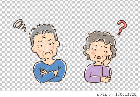 An elderly man in trouble and an elderly woman with a question (full color) An elderly man in trouble and an elderly woman with a question (full color) 130312229