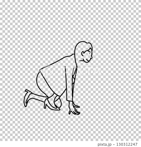 イラスト素材: スタートラインに立つ女性ビジネスパーソン線画 イラスト素材: スタートラインに立つ女性ビジネスパーソン線画 130312247
