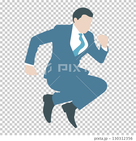 A dynamic jumping illustration of a vibrant businessman A dynamic jumping illustration of a vibrant businessman 130312356