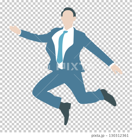 躍動感あるビジネスマンが飛び跳ねるイラスト素材 躍動感あるビジネスマンが飛び跳ねるイラスト素材 130312361