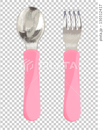 兒童湯匙叉子（粉紅色） 130312417