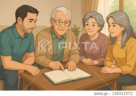 家族で未来の生活を話し合う 130312572