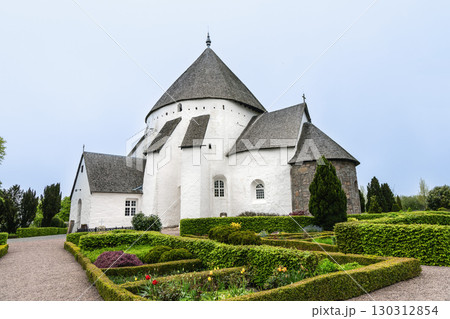 White round Osterlars church on the island of Bornholm, Denmark. 130312854