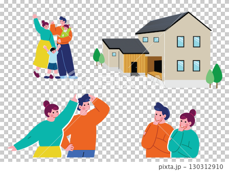夢のマイホームを建てる家族 130312910