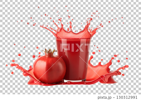 Pomegranate Juice Splash Isolated on White Background 130312991
