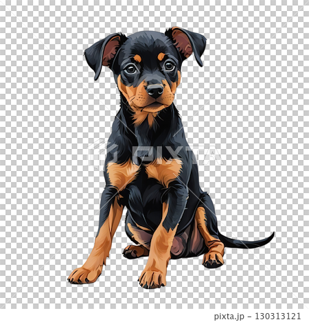 一隻坐著的德國平犬小狗的可愛剪貼畫插圖 130313121