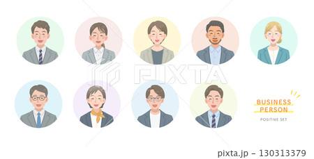 ビジネスパーソンのイラストセット　ポジティブ 130313379