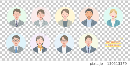 ビジネスパーソンのイラストセット　ポジティブ 130313379