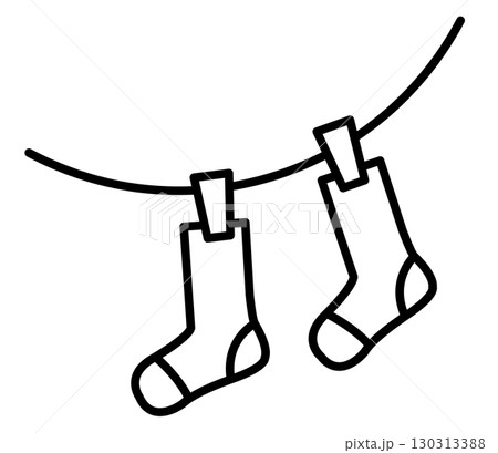 靴下が干してあるアイコンイラスト　ベクター 130313388