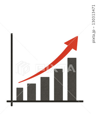 売上や利益の伸びを表す棒グラフと矢印のシンプルアイコン 売上や利益の伸びを表す棒グラフと矢印のシンプルアイコン 130313471